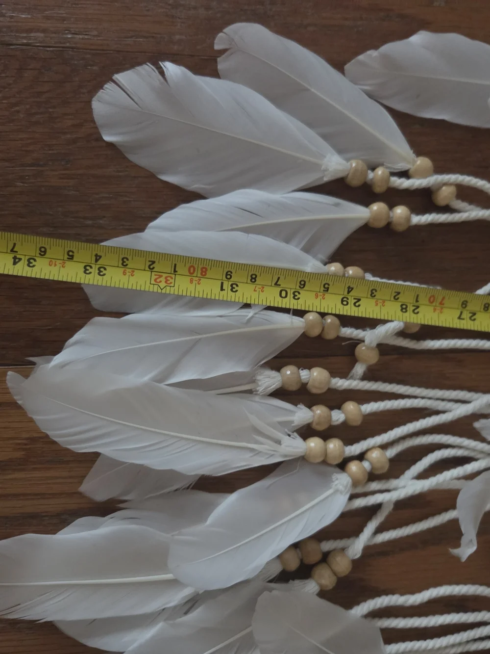 Macrame White Crescent Moon Feather Dreamcatcher Wall Hanging. Boho